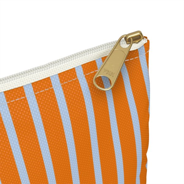 Striped Accessory Pouch– Blue & Orange Zipper Bag for Makeup, Travel, or School Supplies - Image 3