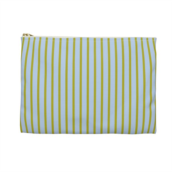 Striped Accessory Pouch– Blue & Green Zipper Bag for Makeup, Travel, or School Supplies - Image 2