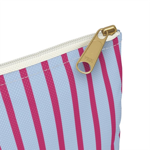 Striped Accessory Pouch– Blue & Pink Zipper Bag for Makeup, Travel, or School Supplies - Image 3