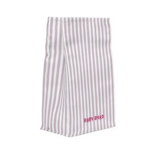 Purple & White Striped Insulated Lunch Bag– Fold Over Tote with Magnetic Closure