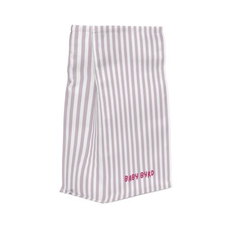 Purple & White Striped Insulated Lunch Bag– Fold Over Tote with Magnetic Closure