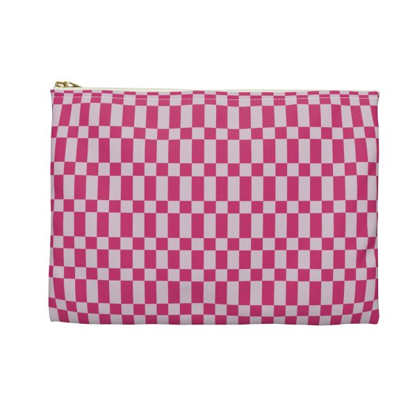 Checkered Accessory Pouch– Purple & Pink Zipper Bag for Makeup, Travel, or School Supplies - Image 2