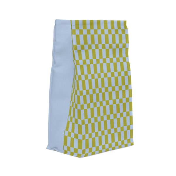 Green & Blue Checkered Insulated Lunch Bag– Fold Over Tote with Magnetic Closure