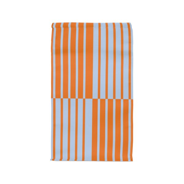 Multicolor Blue & Orange Striped Insulated Lunch Bag– Fold Over Tote with Magnetic Closure - Image 2