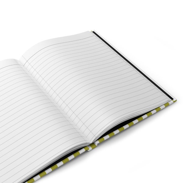 Lined Journal– Green & White Striped Hardcover Notebook, Born to Be Fly Collection - Image 2