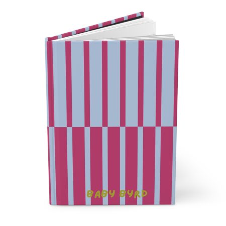 Lined Journal– Pink & Blue Striped Hardcover Notebook, Born to Be Fly Collection