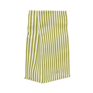 Green & White Striped Insulated Lunch Bag– Fold Over Tote with Magnetic Closure