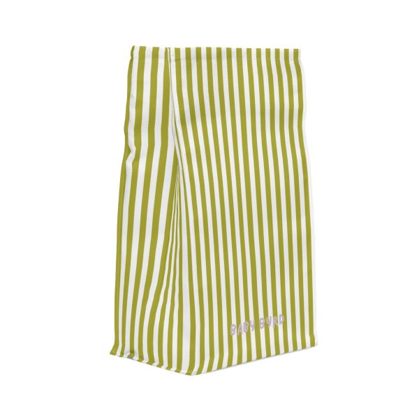 Green & White Striped Insulated Lunch Bag– Fold Over Tote with Magnetic Closure