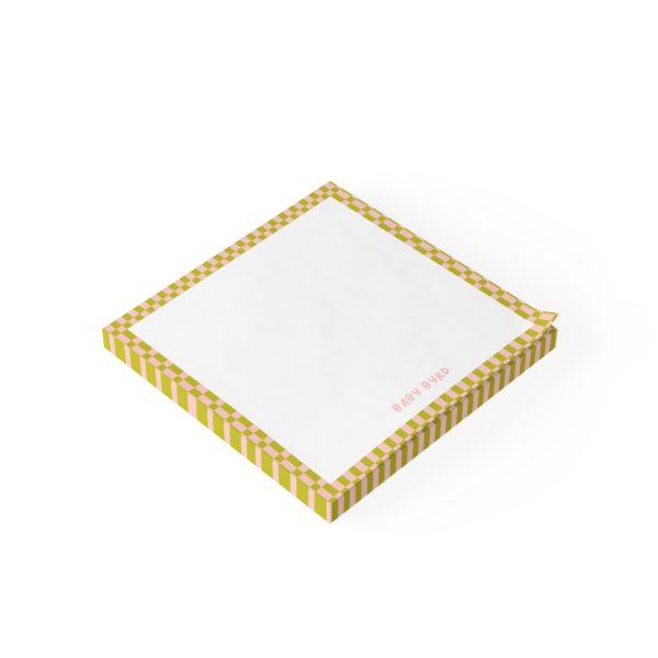 Post-it® Note Pads– Green & Light Pink Checkered, Aesthetic Stationery for Desk or School - Image 2