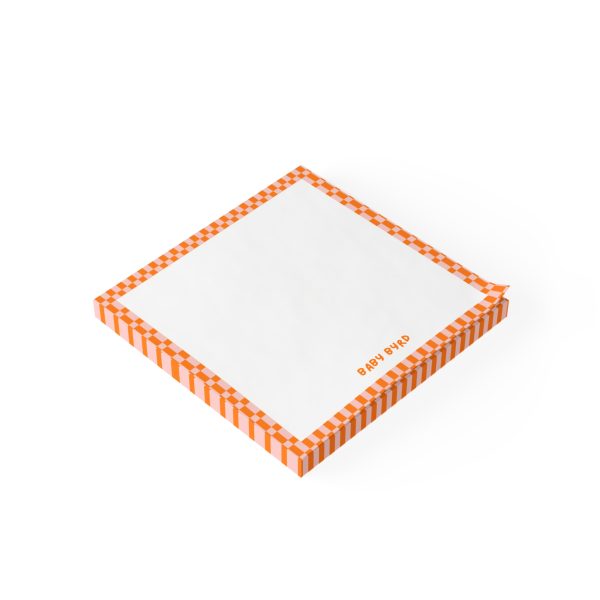 Post-it® Note Pads– Orange & Light Pink Checkered, Aesthetic Stationery for Desk or School - Image 2