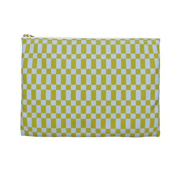 Checkered Accessory Pouch– Blue & Green Zipper Bag for Makeup, Travel, or School Supplies - Image 2