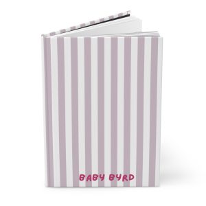 Lined Journal– Purple & White Striped Hardcover Notebook, Born to Be Fly Collection