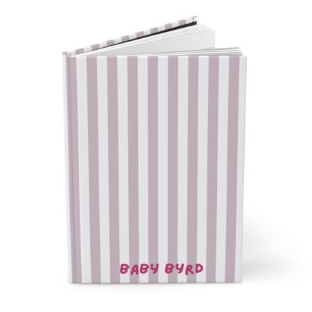 Lined Journal– Purple & White Striped Hardcover Notebook, Born to Be Fly Collection
