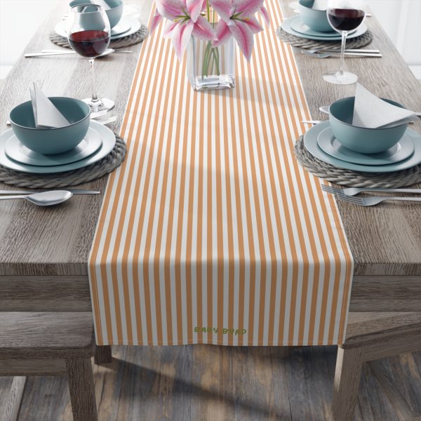 Striped Cotton Table Runner– Orange & White Fabric Runner for Dining Room, Kitchen - Image 3