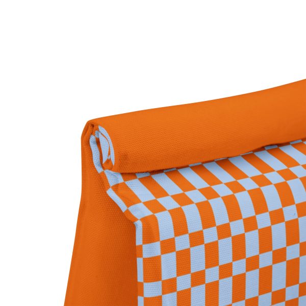 Blue & Orange Checkered Insulated Lunch Bag– Fold Over Tote with Magnetic Closure - Image 4