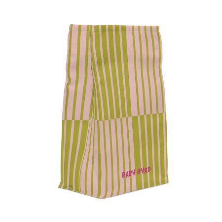 Multicolor Light Pink & Green Striped Insulated Lunch Bag– Fold Over Tote with Magnetic Closure