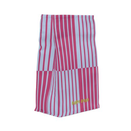Multicolor Purple & Pink Striped Insulated Lunch Bag– Fold Over Tote with Magnetic Closure