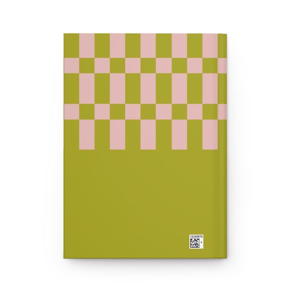 Lined Journal– Green & Light Pink Checkered Hardcover Notebook, Born to Be Fly Collection - Image 3