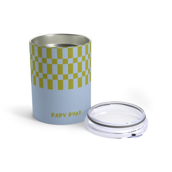 10oz Travel Tumbler– Green & Blue Checkered Stainless Steel Coffee Cup, Hot Cold Insulated Drinkware - Image 3