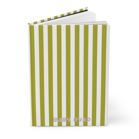 Lined Journal– Green & White Striped Hardcover Notebook, Born to Be Fly Collection