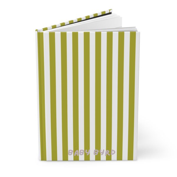 Lined Journal– Green & White Striped Hardcover Notebook, Born to Be Fly Collection