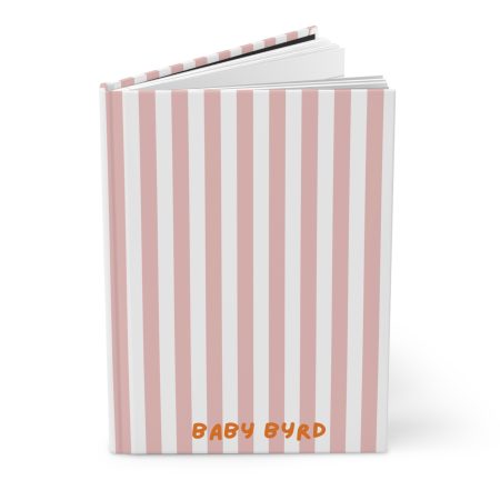 Lined Journal– Light Pink & White Striped Hardcover Notebook, Born to Be Fly Collection
