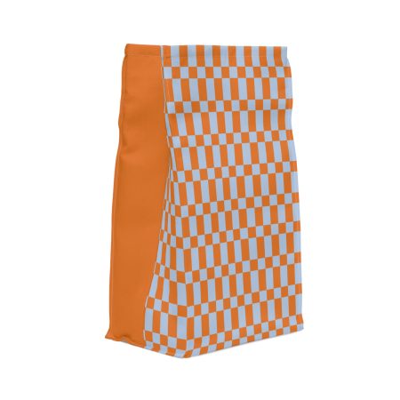 Blue & Orange Checkered Insulated Lunch Bag– Fold Over Tote with Magnetic Closure