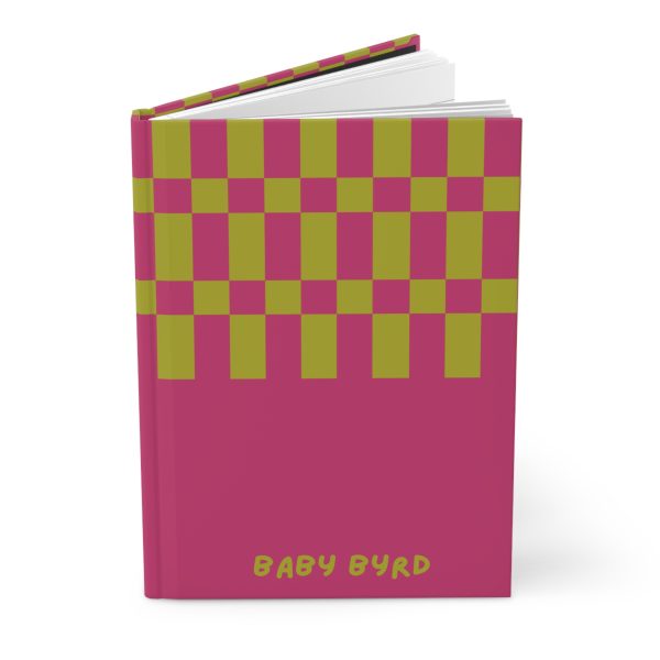 Lined Journal– Pink & Green Checkered Hardcover Notebook, Born to Be Fly Collection