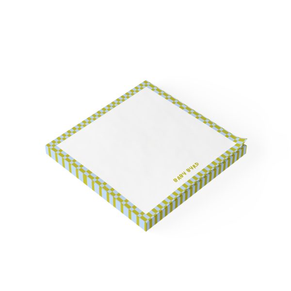 Post-it® Note Pads– Blue & Green Checkered, Aesthetic Stationery for Desk or School - Image 2