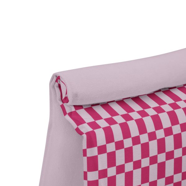 Pink & Purple Checkered Insulated Lunch Bag– Fold Over Tote with Magnetic Closure - Image 4