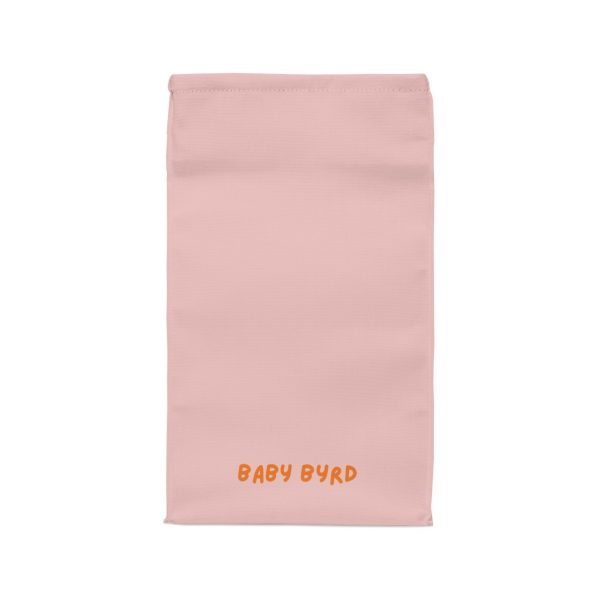 Light Pink & Orange Checkered Insulated Lunch Bag– Fold Over Tote with Magnetic Closure - Image 2