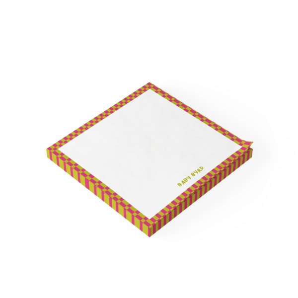 Post-it® Note Pads– Green & Pink Checkered, Aesthetic Stationery for Desk or School - Image 2