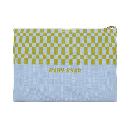 Checkered Accessory Pouch– Blue & Green Zipper Bag for Makeup, Travel, or School Supplies