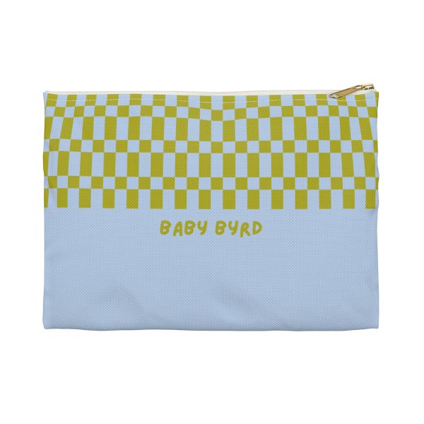 Checkered Accessory Pouch– Blue & Green Zipper Bag for Makeup, Travel, or School Supplies