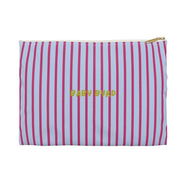 Striped Accessory Pouch– Blue & Pink Zipper Bag for Makeup, Travel, or School Supplies