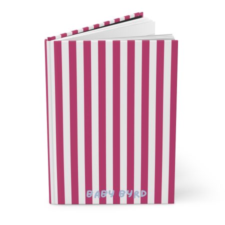 Lined Journal– Pink & White Striped Hardcover Notebook, Born to Be Fly Collection