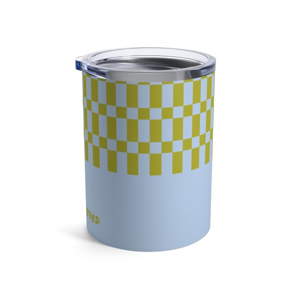 10oz Travel Tumbler– Green & Blue Checkered Stainless Steel Coffee Cup, Hot Cold Insulated Drinkware - Image 2