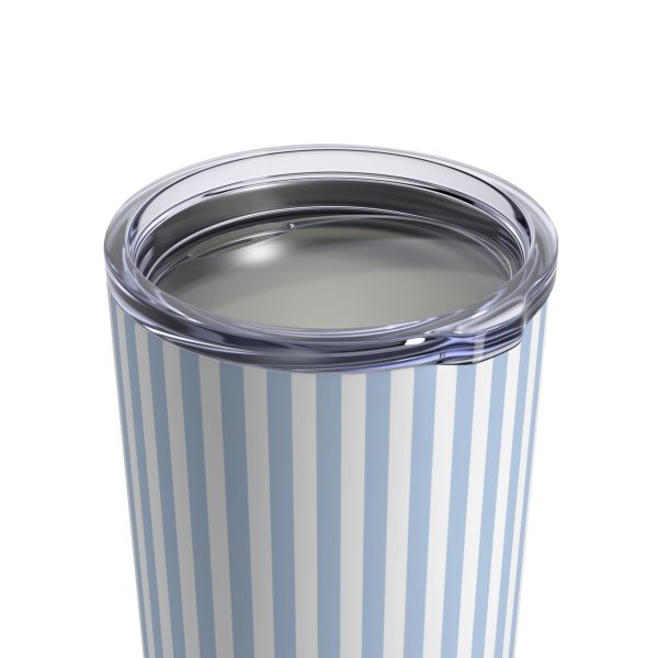 10oz Travel Tumbler– Blue & White Striped Stainless Steel Coffee Cup, Hot Cold Insulated Drinkware - Image 4