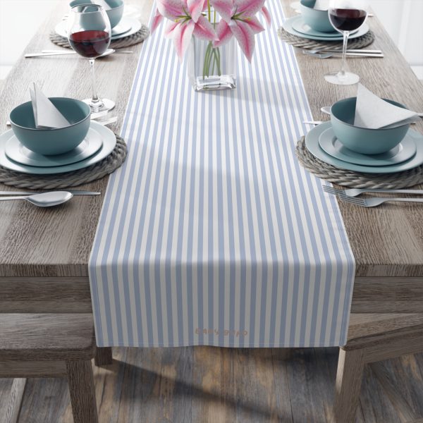 Striped Cotton Table Runner– Blue & White Fabric Runner for Dining Room, Kitchen - Image 3