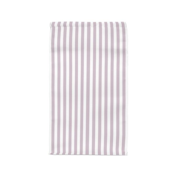 Purple & White Striped Insulated Lunch Bag– Fold Over Tote with Magnetic Closure - Image 2