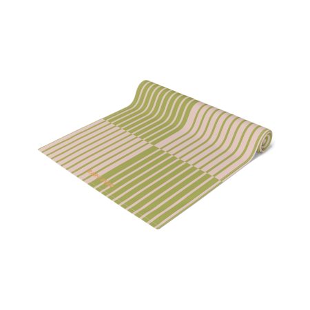 Multicolor Striped Cotton Table Runner– Light Pink & Green Fabric Runner for Dining Room, Kitchen