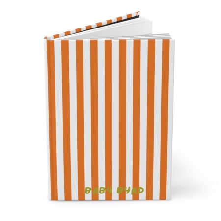 Lined Journal– Orange & White Striped Hardcover Notebook, Born to Be Fly Collection