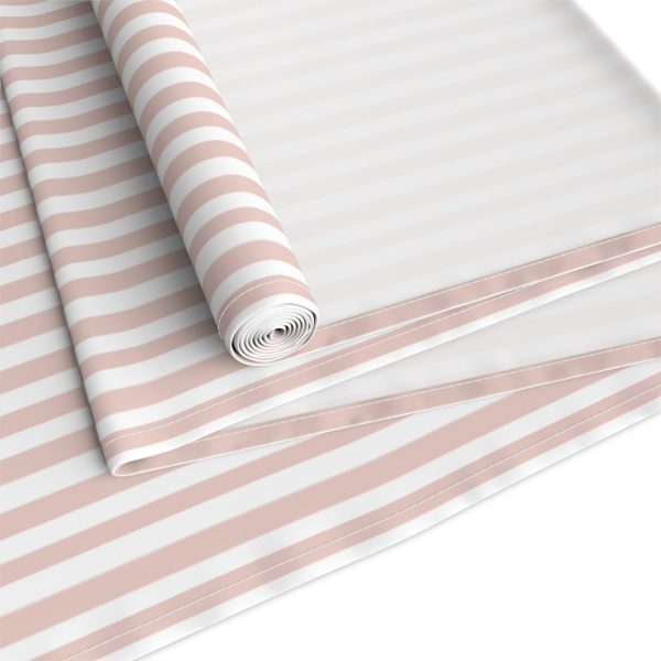 Striped Cotton Table Runner– Light Pink & White Fabric Runner for Dining Room, Kitchen - Image 2