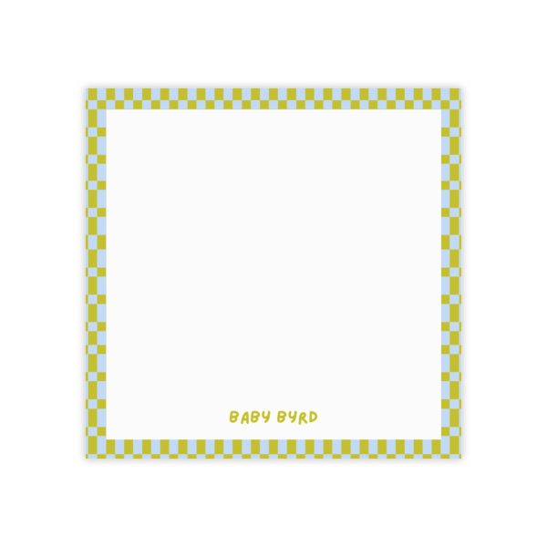 Post-it® Note Pads– Blue & Green Checkered, Aesthetic Stationery for Desk or School
