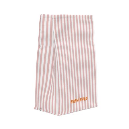 Light Pink & White Striped Insulated Lunch Bag– Fold Over Tote with Magnetic Closure