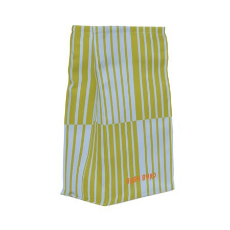 Multicolor Blue & Green Striped Insulated Lunch Bag– Fold Over Tote with Magnetic Closure