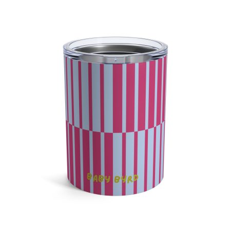 10oz Travel Tumbler– Purple & Pink Multicolor Striped Steel Coffee Cup, Hot Cold Insulated Drinkware