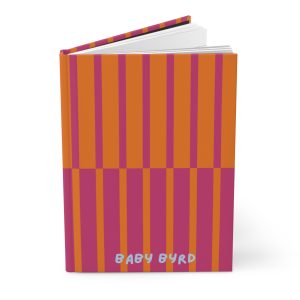 Lined Journal– Orange & Pink Striped Hardcover Notebook, Born to Be Fly Collection