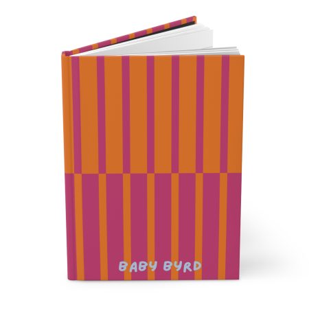 Lined Journal– Orange & Pink Striped Hardcover Notebook, Born to Be Fly Collection