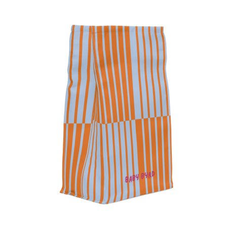 Multicolor Blue & Orange Striped Insulated Lunch Bag– Fold Over Tote with Magnetic Closure